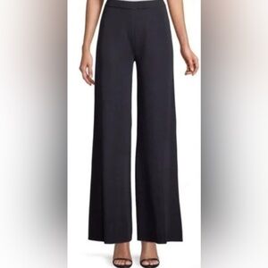 Misook EUC Size 1X Navy Blue Pull On Wide Leg Stretch Pants